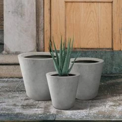 KANTE Large, Medium, Small Round Natural Finish Lightweight Concrete and Weather Resistant Fiberglass Planters (Set of 3) -Vigoro Platers Store natural concrete kante plant pots rc0154bcd c80021 44 1000