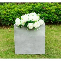KANTE Small 15 in. Tall Natural Lightweight Concrete Modern Square Outdoor Planter -Vigoro Platers Store natural concrete kante plant pots rf0128b c80021 c3 1000