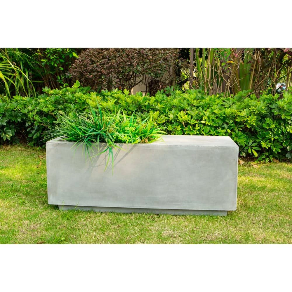 KANTE 37.4 in. L Natural Lightweight Concrete Modern Square Outdoor Planter 4 KANTE 37.4 in. L Natural Lightweight Concrete Modern Square Outdoor Planter - Image 2