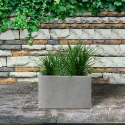 KANTE 6.89"W x 19.49"L x 15.94"H Rectangular Natural Finish Lightweight Concrete and Fiberglass Long Planter w/ Drainage Hole -Vigoro Platers Store natural concrete kante plant pots rf0260a c80021 44 1000