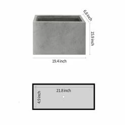 KANTE 6.89"W x 19.49"L x 15.94"H Rectangular Natural Finish Lightweight Concrete and Fiberglass Long Planter w/ Drainage Hole -Vigoro Platers Store natural concrete kante plant pots rf0260a c80021 4f 1000