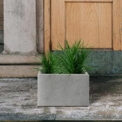 KANTE 6.89"W x 19.49"L x 15.94"H Rectangular Natural Finish Lightweight Concrete and Fiberglass Long Planter w/ Drainage Hole -Vigoro Platers Store natural concrete kante plant pots rf0260a c80021 76 1000