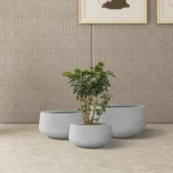 KANTE 21.6", 16.9", and 12.5"W Round Natural Concrete Elegant Planters, Set of 3 Outdoor Indoor Seamless w/ Drainage Hole 13 KANTE 21.6", 16.9", and 12.5"W Round Natural Concrete Elegant Planters, Set of 3 Outdoor Indoor Seamless w/ Drainage Hole -Vigoro Platers Store natural concrete kante plant pots rf2015021abc c80021 4f 1000