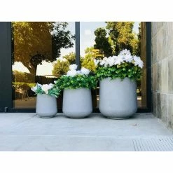 KANTE 17.3 in. Tall Natural Lightweight Concrete Footed Tulip Outdoor Round Planter (Set of 3) -Vigoro Platers Store natural kante plant pots rf2015022bcd c80021 1f 1000