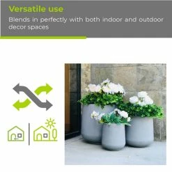 KANTE 17.3 in. Tall Natural Lightweight Concrete Footed Tulip Outdoor Round Planter (Set of 3) -Vigoro Platers Store natural kante plant pots rf2015022bcd c80021 76 1000