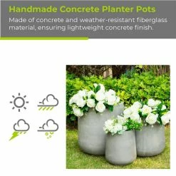 KANTE 17.3 in. Tall Natural Lightweight Concrete Footed Tulip Outdoor Round Planter (Set of 3) -Vigoro Platers Store natural kante plant pots rf2015022bcd c80021 fa 1000