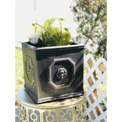 KANTE 12.6 in. Tall Oil Rubbed Bronze Lightweight Concrete Classic Square English Style Lion Head Planter -Vigoro Platers Store oil rubbed bronze kante plant pots rf0172b c80201 1f 1000
