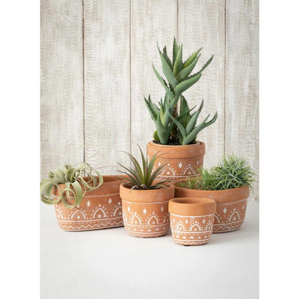 SULLIVANS Orange Cement Planter (Set of 2) 4 SULLIVANS Orange Cement Planter (Set of 2) - Image 2