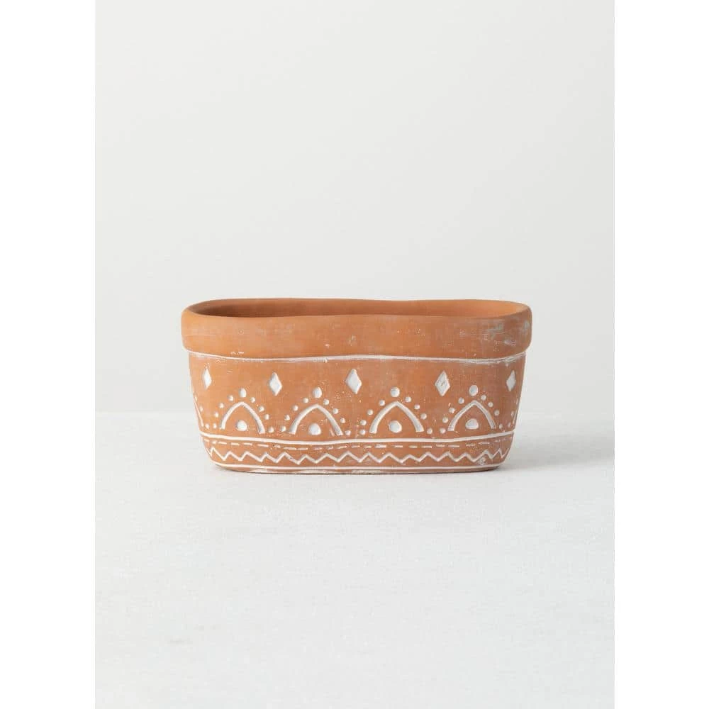 SULLIVANS Orange Cement Double Planter 3 SULLIVANS Orange Cement Double Planter