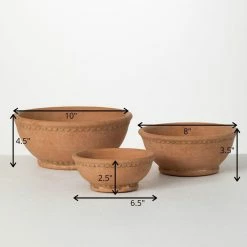 SULLIVANS Adobe Cement Dish Planter - Set of 3 -Vigoro Platers Store orange sullivans plant pots cmt1218 44 1000
