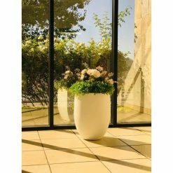 KANTE 21.7 in. H Round Pure White Concrete Indoor Outdoor Modern Tall Planter -Vigoro Platers Store pure white kante plant pots osc0066a c80011 44 1000