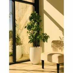KANTE 21.7 in. H Round Pure White Concrete Indoor Outdoor Modern Tall Planter -Vigoro Platers Store pure white kante plant pots osc0066a c80011 76 1000