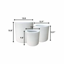 KANTE 15.8 in. x 12.9 in. & 9.8 in. W Round Pure White Concrete/Fiberglass Indoor Outdoor Modern Seamless Planters (Set of 3) -Vigoro Platers Store pure white kante plant pots osc0119abc c80011 1f 1000