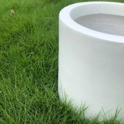 KANTE 15.8 in. W Round Pure White Concrete/Fiberglass Indoor Outdoor Modern Seamless Planter -Vigoro Platers Store pure white kante plant pots osc0119c c80011 1f 1000