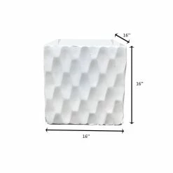 KANTE 16 in. W Square Pure White Concrete/Fiberglass Indoor Outdoor Elegant Retro Planter -Vigoro Platers Store pure white kante plant pots osf0201c c80011 76 1000