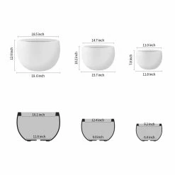 KANTE 20 in., 16 in. and 12 in. W Pure White Concrete Round Elegant Planters (Set of 3), Outdoor Indoor Modern Planter Pots -Vigoro Platers Store pure white kante plant pots rc0049abc c80011 1f 1000