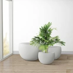 KANTE 20 in., 16 in. and 12 in. W Pure White Concrete Round Elegant Planters (Set of 3), Outdoor Indoor Modern Planter Pots -Vigoro Platers Store pure white kante plant pots rc0049abc c80011 76 1000