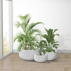 KANTE 19.6 in., 15.7 in. & 11.8 in. W Round Pure White Concrete Elegant Planters Set of 3, Outdoor Indoor w/Drainage Holes -Vigoro Platers Store pure white kante plant pots rc0051abc c80011 4f 1000