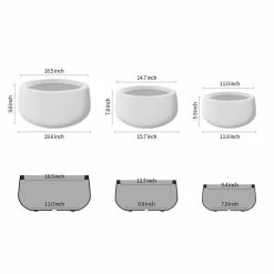 KANTE 19.6 in., 15.7 in. & 11.8 in. W Round Pure White Concrete Elegant Planters Set of 3, Outdoor Indoor w/Drainage Holes -Vigoro Platers Store pure white kante plant pots rc0051abc c80011 c3 1000