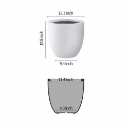 KANTE 13.39 in. x 12.6 in. Round Pure White Lightweight Concrete and Fiberglass Indoor Outdoor Planter with Drainage Hole -Vigoro Platers Store pure white kante plant pots rc0152b c80011 4f 1000