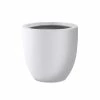KANTE 13.39 in. x 12.6 in. Round Pure White Lightweight Concrete and Fiberglass Indoor Outdoor Planter with Drainage Hole