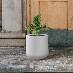 KANTE 17.3 in. H Round Pure White Concrete Planter, Outdoor Indoor Large Planter Pots Containers with Drainage Holes -Vigoro Platers Store pure white kante plant pots rf2015022b c80011 44 1000