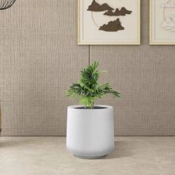 KANTE 17.3 in. H Round Pure White Concrete Planter, Outdoor Indoor Large Planter Pots Containers with Drainage Holes -Vigoro Platers Store pure white kante plant pots rf2015022b c80011 66 1000