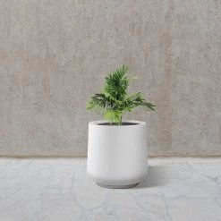 KANTE 17.3 in. H Round Pure White Concrete Planter, Outdoor Indoor Large Planter Pots Containers with Drainage Holes -Vigoro Platers Store pure white kante plant pots rf2015022b c80011 76 1000