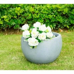 KANTE 12 in. W Round Slate Gray Concrete/Fiberglass Indoor Outdoor Modern Seamless Bowl Planter 13 KANTE 12 in. W Round Slate Gray Concrete/Fiberglass Indoor Outdoor Modern Seamless Bowl Planter -Vigoro Platers Store slate gray kante plant pots osc0049a c60611 44 1000