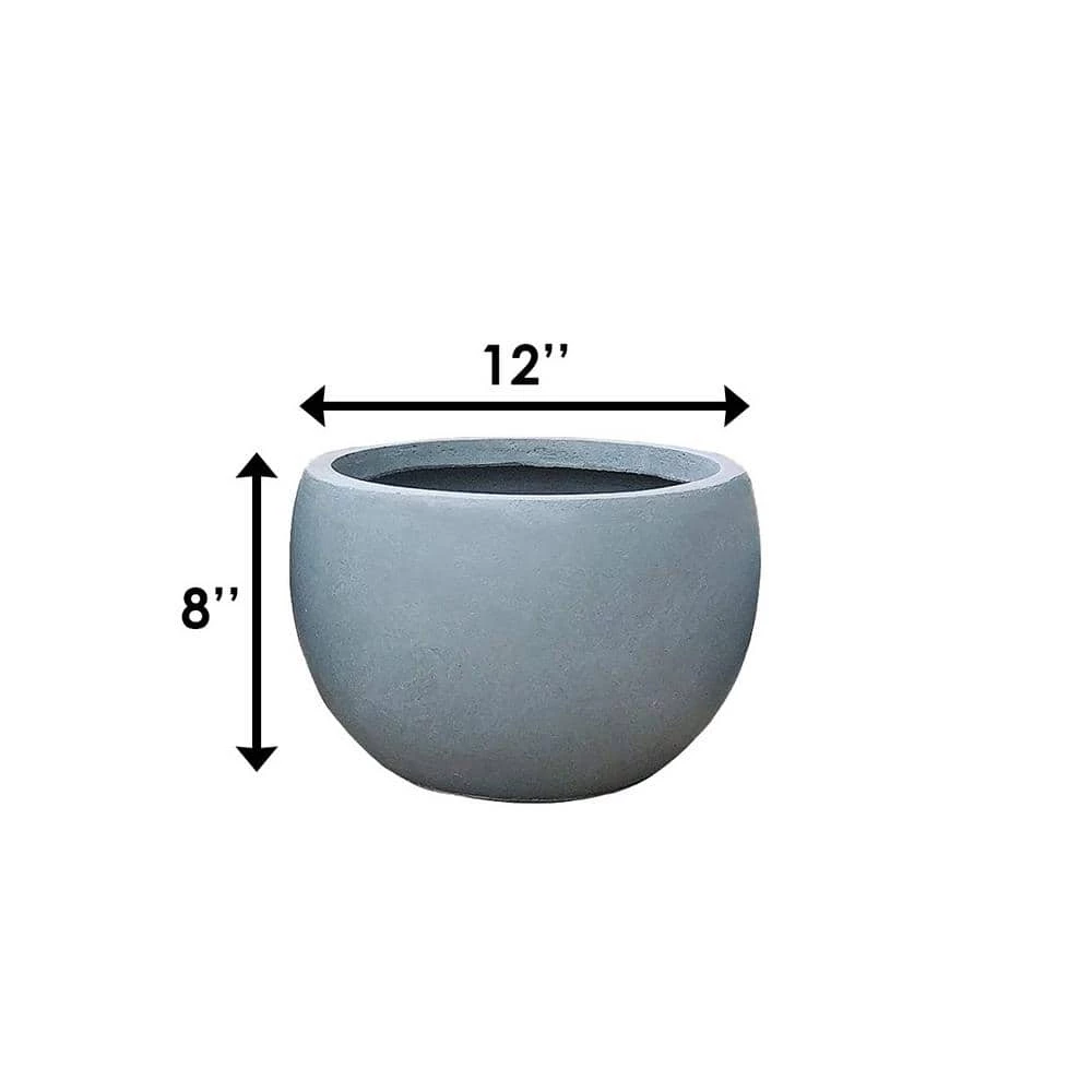 KANTE 12 in. W Round Slate Gray Concrete/Fiberglass Indoor Outdoor Modern Seamless Bowl Planter 9 KANTE 12 in. W Round Slate Gray Concrete/Fiberglass Indoor Outdoor Modern Seamless Bowl Planter - Image 7
