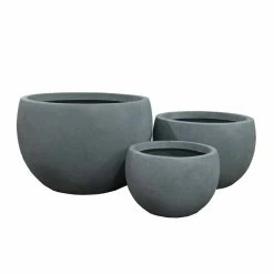 KANTE 20 in., 16 in. and 12 in. W Round Slate Gray Concrete/Fiberglass Indoor Outdoor Elegant Bowl Planters (Set of 3) -Vigoro Platers Store slate gray kante plant pots osc0049abc c60611 c3 1000