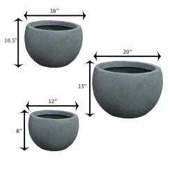 KANTE 20 in., 16 in. and 12 in. W Round Slate Gray Concrete/Fiberglass Indoor Outdoor Elegant Bowl Planters (Set of 3) -Vigoro Platers Store slate gray kante plant pots osc0049abc c60611 d4 1000