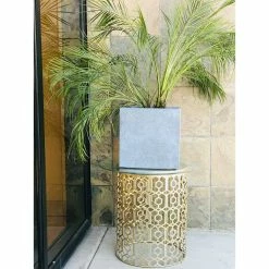 KANTE 10 in. W Square Slate Gray Lightweight Concrete/Fiberglass Indoor Outdoor Modern Elegant Planter -Vigoro Platers Store slate gray kante plant pots osf0001a c60611 1f 1000