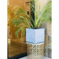 KANTE 10 in. W Square Slate Gray Lightweight Concrete/Fiberglass Indoor Outdoor Modern Elegant Planter -Vigoro Platers Store slate gray kante plant pots osf0001a c60611 44 1000