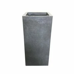 KANTE 20 in. H Square Slate Gray Lightweight Concrete/Fiberglass Indoor Outdoor Elegant Tall Planter -Vigoro Platers Store slate gray kante plant pots osf0002a c60611 44 1000