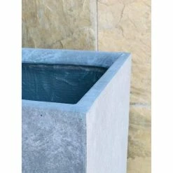 KANTE 20 in. H Square Slate Gray Lightweight Concrete/Fiberglass Indoor Outdoor Elegant Tall Planter -Vigoro Platers Store slate gray kante plant pots osf0002a c60611 4f 1000