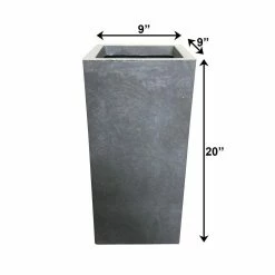 KANTE 20 in. H Square Slate Gray Lightweight Concrete/Fiberglass Indoor Outdoor Elegant Tall Planter -Vigoro Platers Store slate gray kante plant pots osf0002a c60611 fa 1000