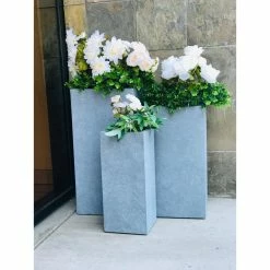 KANTE 28 in. x 24 in. and 20 in. H Square Slate Gray Concrete/Fiberglass Indoor Outdoor Modern Tall Planters -Vigoro Platers Store slate gray kante plant pots osf0002abc c60611 44 1000