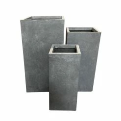 KANTE 28 in. x 24 in. and 20 in. H Square Slate Gray Concrete/Fiberglass Indoor Outdoor Modern Tall Planters -Vigoro Platers Store slate gray kante plant pots osf0002abc c60611 c3 1000