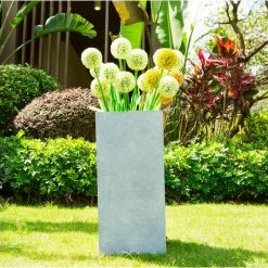 KANTE 24 in. H Square Slate Gray Concrete/Fiberglass Indoor Outdoor Elegant Tall Planter 10 KANTE 24 in. H Square Slate Gray Concrete/Fiberglass Indoor Outdoor Elegant Tall Planter -Vigoro Platers Store slate gray kante plant pots osf0002b c60611 4f 1000
