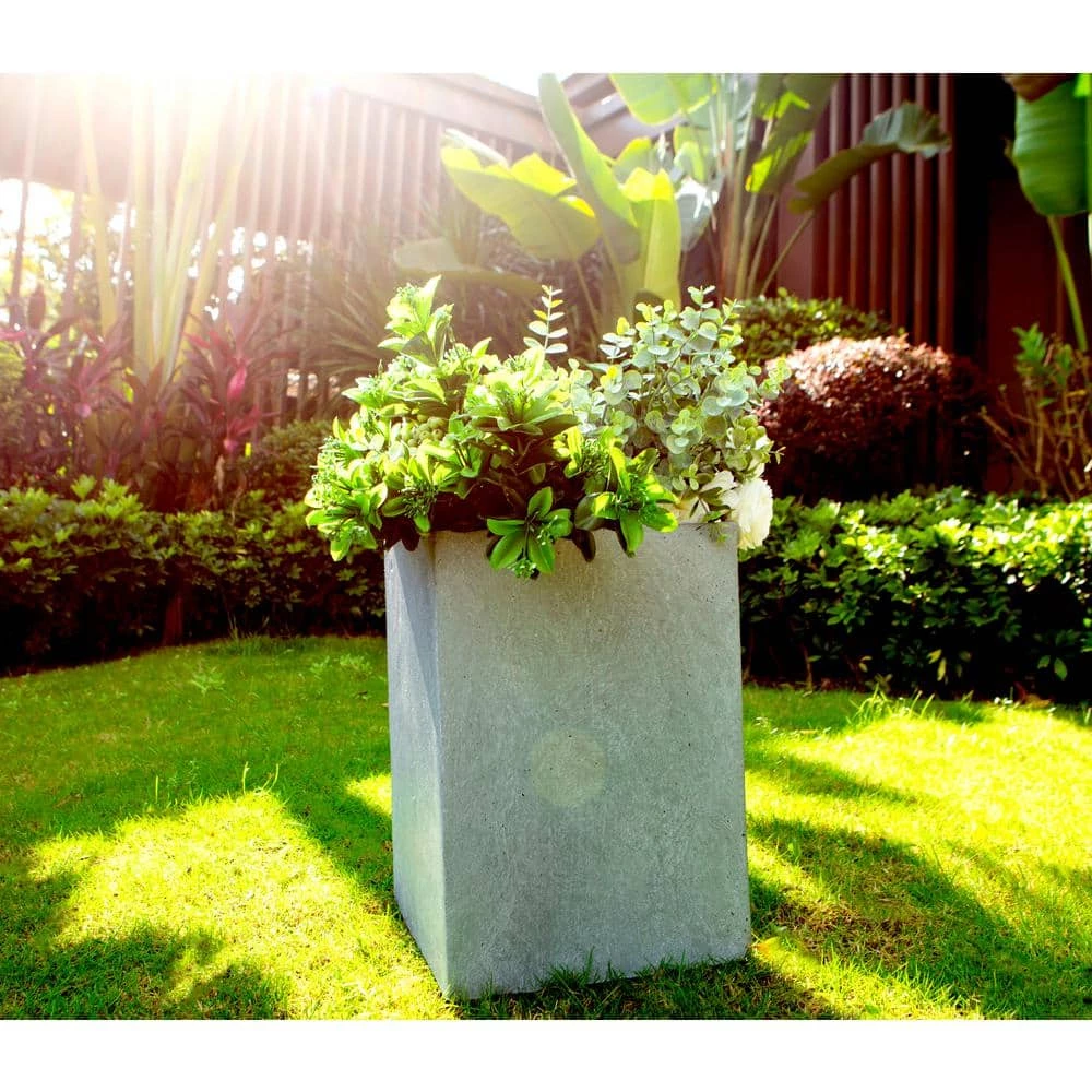 KANTE 13 in. H Square Slate Gray Lightweight Concrete/Fiberglass Indoor Outdoor Modern Planter 8 KANTE 13 in. H Square Slate Gray Lightweight Concrete/Fiberglass Indoor Outdoor Modern Planter - Image 6