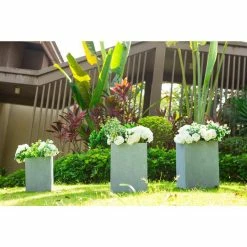 KANTE 19 in. x 16 in. and 13 in. H Square Slate Gray Concrete/Fiberglass Indoor Outdoor Elegant Planters (Set of 3) -Vigoro Platers Store slate gray kante plant pots osf0007abc c60611 44 1000