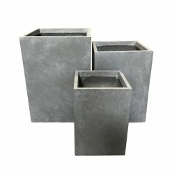 KANTE 19 in. x 16 in. and 13 in. H Square Slate Gray Concrete/Fiberglass Indoor Outdoor Elegant Planters (Set of 3) -Vigoro Platers Store slate gray kante plant pots osf0007abc c60611 c3 1000