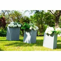 KANTE 19 in. x 16 in. and 13 in. H Square Slate Gray Concrete/Fiberglass Indoor Outdoor Elegant Planters (Set of 3) -Vigoro Platers Store slate gray kante plant pots osf0007abc c60611 fa 1000