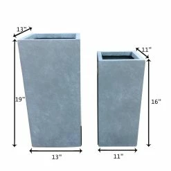 KANTE 19 in. and 16 in. H Square Slate Gray Concrete/Fiberglass Indoor Outdoor Modern Seamless Planters -Vigoro Platers Store slate gray kante plant pots osf0007bc c60611 1f 1000