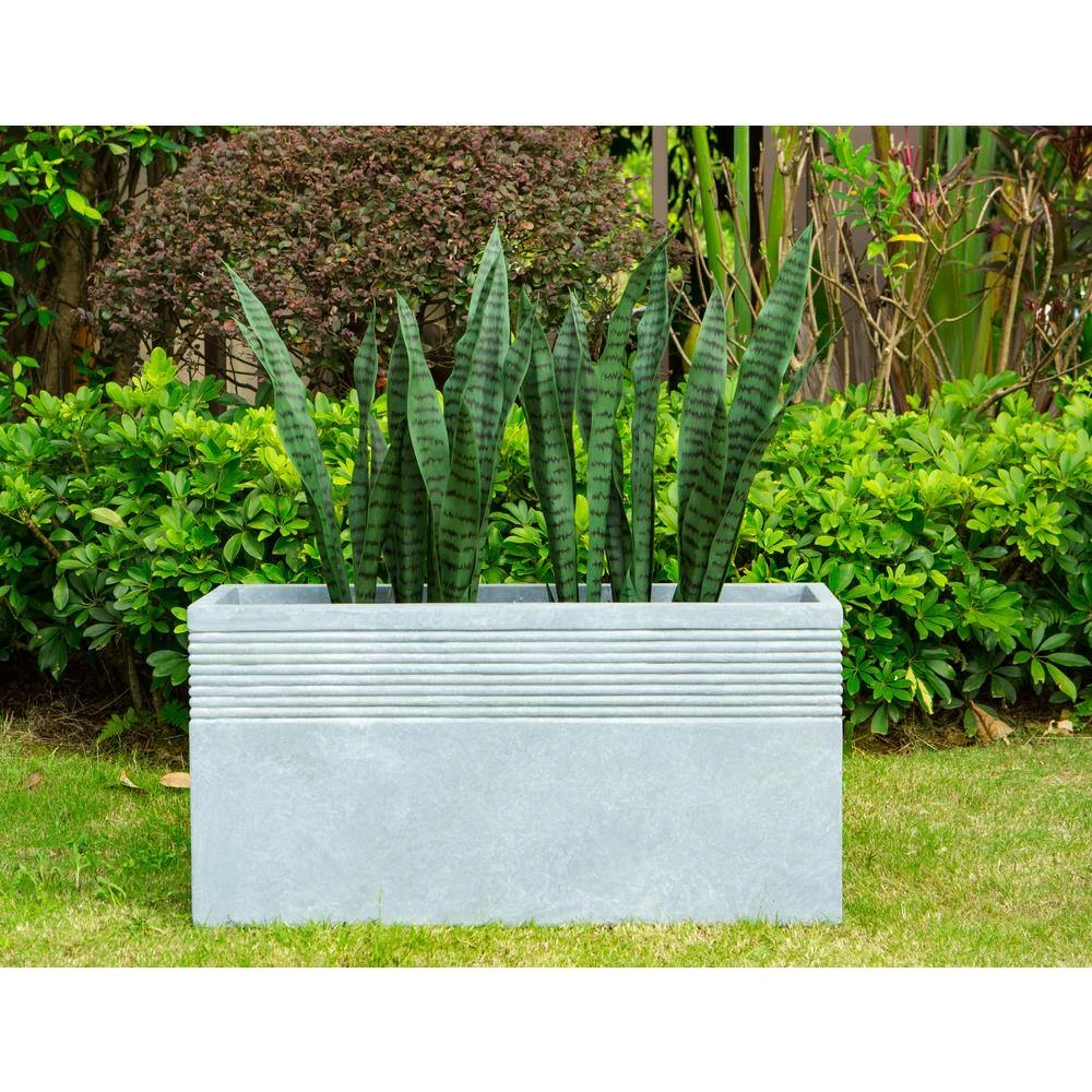 KANTE 31.5 in. L Rectangular Slate Gray Concrete/Fiberglass Indoor Outdoor Modern Elegant Planter 8 KANTE 31.5 in. L Rectangular Slate Gray Concrete/Fiberglass Indoor Outdoor Modern Elegant Planter - Image 6