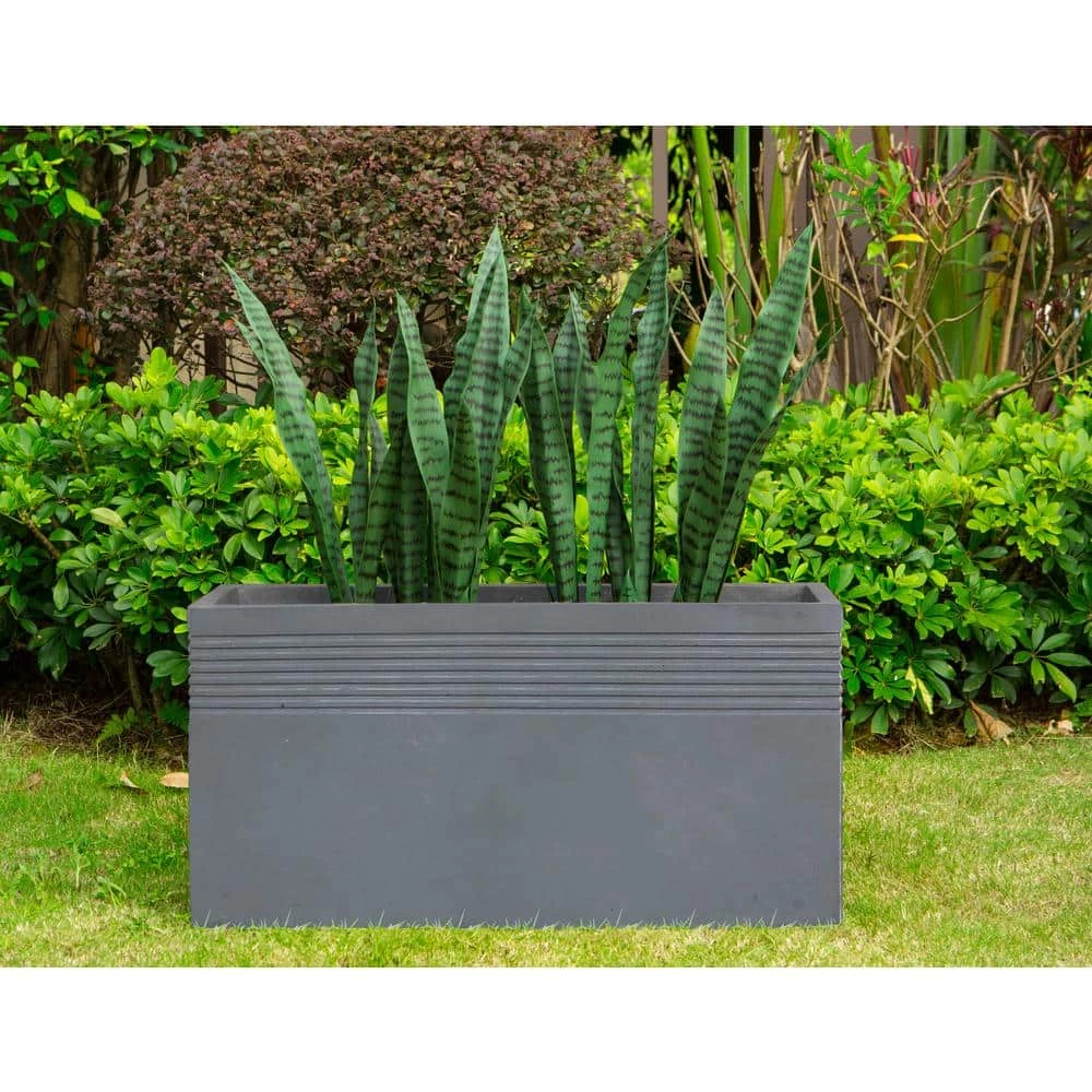 KANTE 31.5 in. L Rectangular Slate Gray Concrete/Fiberglass Indoor Outdoor Modern Elegant Planter 3 KANTE 31.5 in. L Rectangular Slate Gray Concrete/Fiberglass Indoor Outdoor Modern Elegant Planter