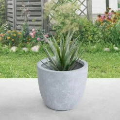 KANTE 12 in. Tall Slate Gray Lightweight Concrete Round Modern Outdoor Planter -Vigoro Platers Store slate gray kante plant pots rc0050b c60611 1f 1000