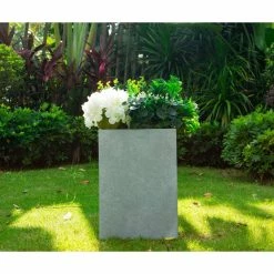 KANTE Small 13 in. Tall Slate Gray Lightweight Concrete Square Outdoor Planter -Vigoro Platers Store slate gray kante plant pots rf0007a c60611 4f 1000