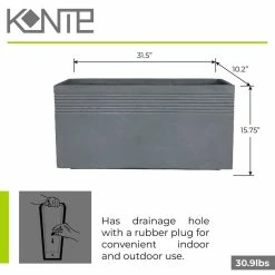 KANTE 31.5 in. L Slate Gray Lightweight Concrete Modern Rectangle Outdoor Planter -Vigoro Platers Store slate gray kante plant pots rf0131b c60611 fa 1000